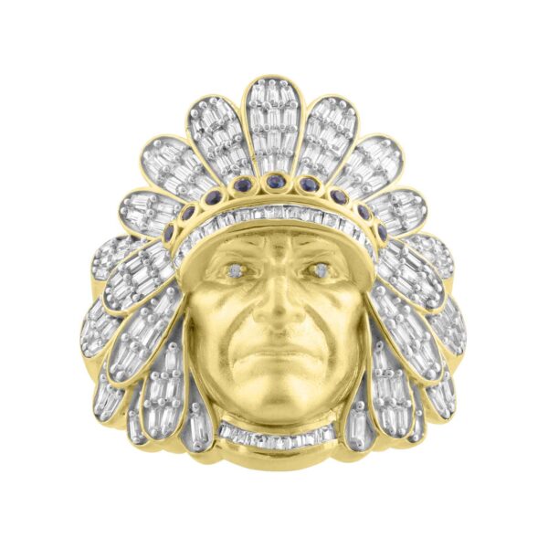 317323Y.JPG MEN'S RING 1.00CT ROUND/BAGUETTE DIAMOND 10K YELLOW GOLD - Image 1