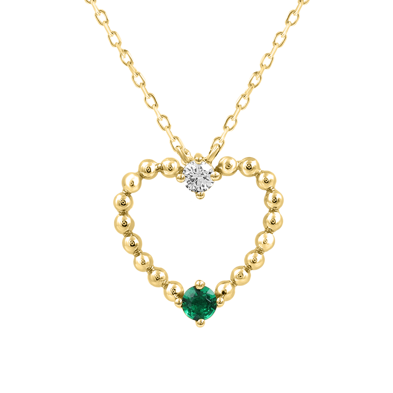317519Y-NT-A.jpg LADIES PENDANT WITH CHAIN 0.15CT ROUND/EMERALD DIAMOND 14K YELLOW GOLD (CENTER STONE ROUND/EMERALD-0.10CT) - Image 1