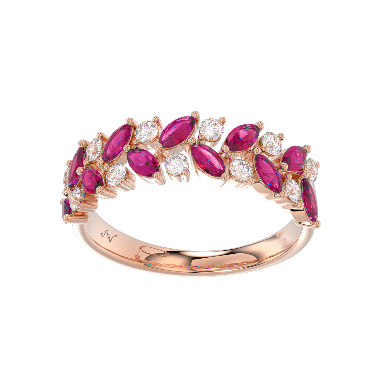 318078R.jpg LADIES RING 1.40CT ROUND/RUBY/MARQUISE DIAMOND 14K ROSE GOLD (CENTER STONE MARQUISE RUBY-1.05CT) - Image 1