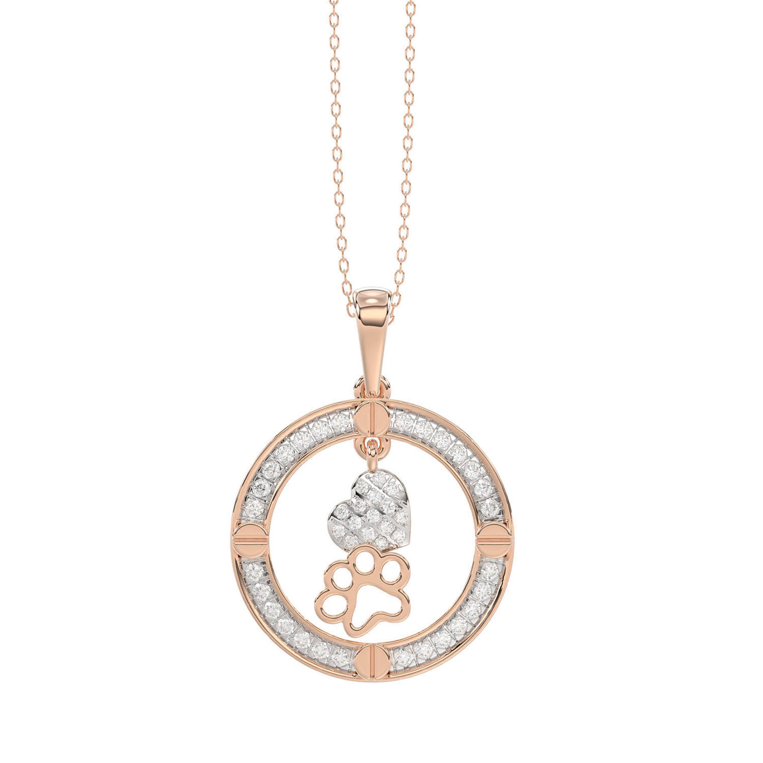 321303R.jpg LADIES PENDANT WITH CHAIN 0.25CT ROUND DIAMOND 14K ROSE GOLD - Image 1