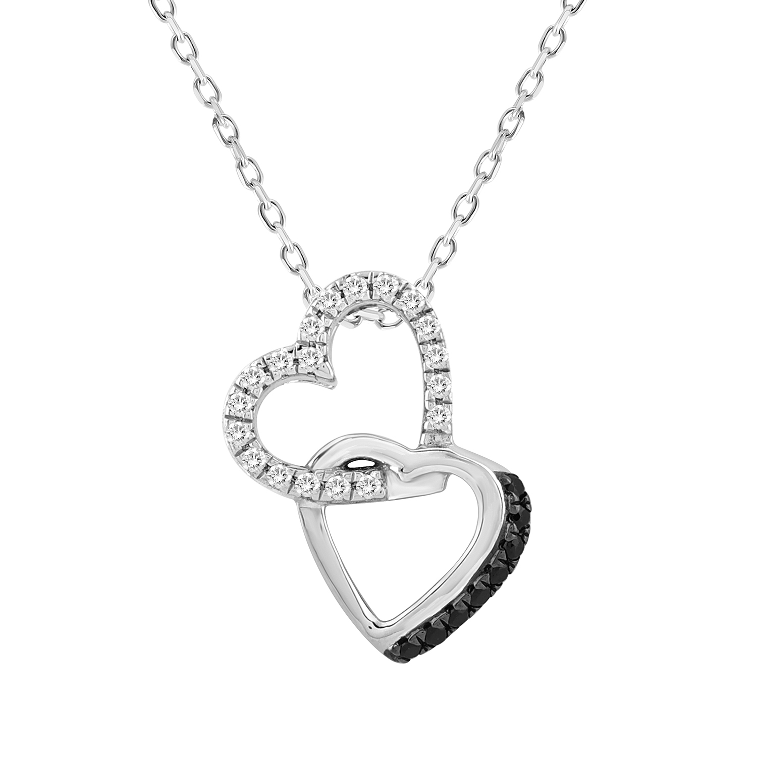 321380W.jpg LADIES PENDANT WITH CHAIN 0.10CT ROUND/BLACK DIAMOND 14K WHITE GOLD - Image 1