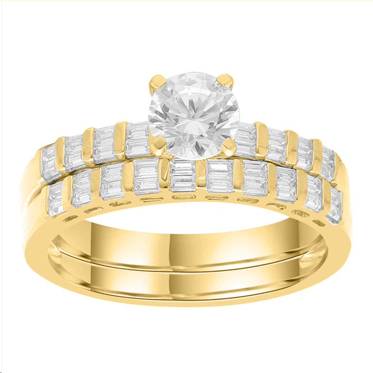 321904Y.jpg LADIES BRIDAL SET 1.10CT ROUND/BAGUETTE DIAMOND 14K YELLOW GOLD (SI QUALITY) (CENTER STONE ROUND DIAMOND-0.75CT) - Image 1