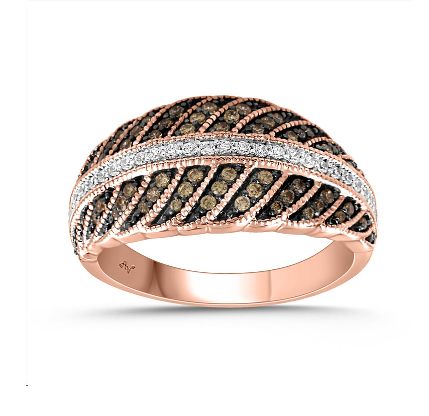 324132R.jpg LADIES RING 0.50CT DARK BROWN/BLUE DIAMOND 14K ROSE GOLD - Image 1