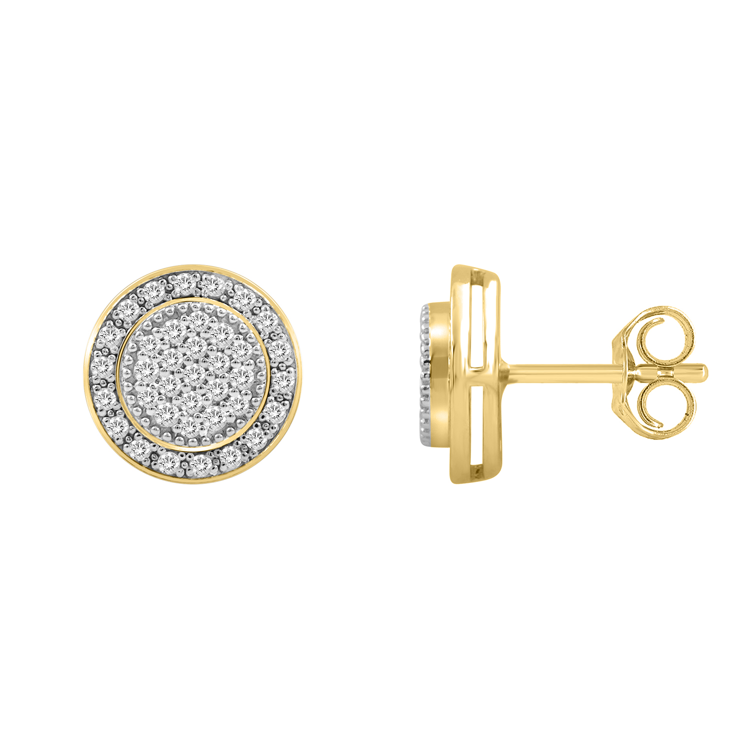 328444Y.jpg LADIES EARRINGS 0.30CT ROUND DIAMOND 10K YELLOW GOLD - Image 1