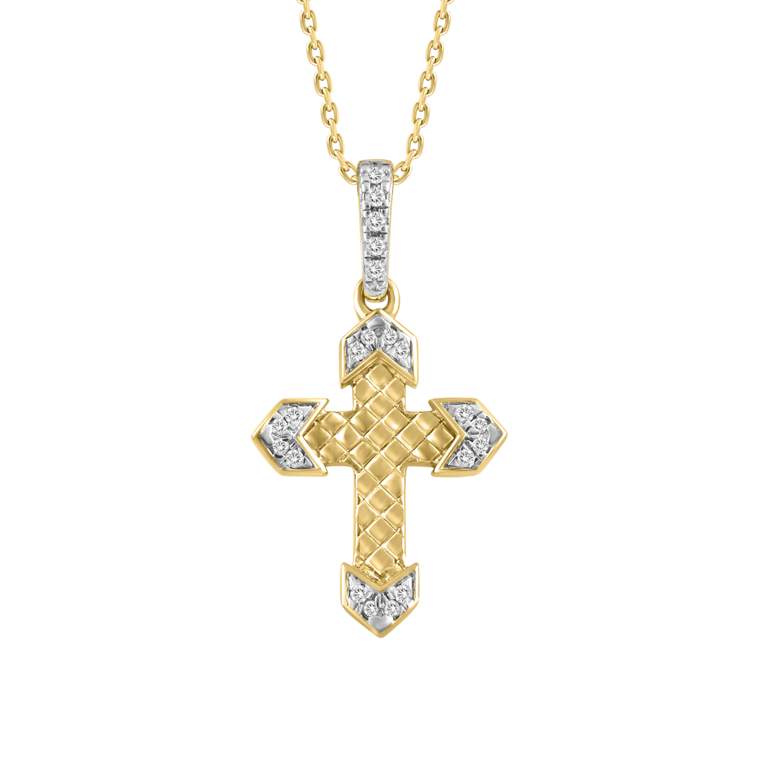 336991Y.jpg LADIES PENDANT WITH CHAIN 0.05CT ROUND DIAMOND 10K YELLOW GOLD - Image 1