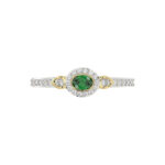 LADIES RING 0.33CT ROUND/GREEN EMERALD OVAL DIAMOND 14K YELLOW GOLD (CENTER STONE 0.15CT GREEN EMERALD OVAL DIAMOND) - Image 4