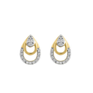 LADIES EARRINGS 0.13CT ROUND DIAMOND 14K YELLOW GOLD