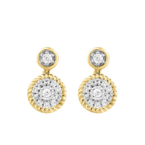 LADIES EARRINGS 0.13CT ROUND DIAMOND 14K YELLOW GOLD
