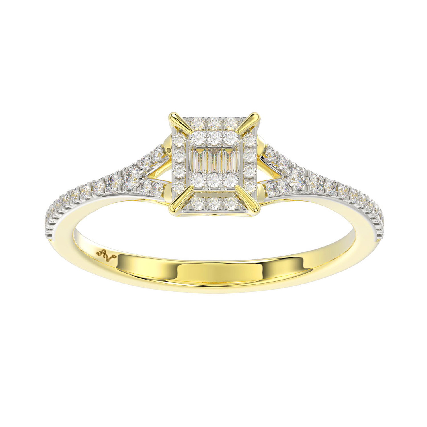 338731Y.jpg LADIES RING 0.20CT ROUND/BAGUETTE DIAMOND 14K YELLOW GOLD - Image 1