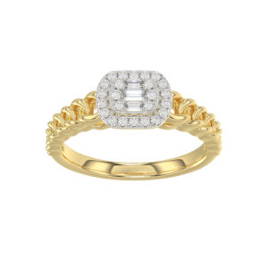 LADIES RING 0.20CT ROUND/BAGUETTE DIAMOND 10K YELLOW GOLD