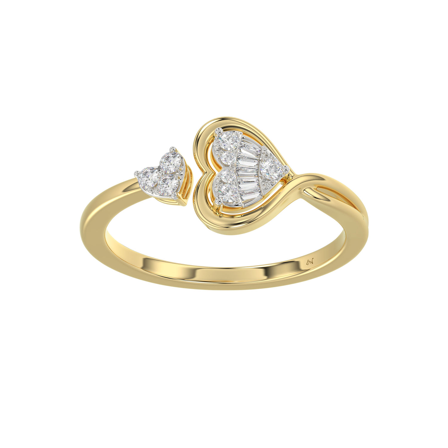 358159Y.jpg LADIES RING 0.15CT ROUND/BAGUETTE DIAMOND 10K YELLOW GOLD - Image 1