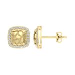 “Ladies Nugget Halo Fashion Earrings 0.25Ct Round Diamond 10K Yellow Gold – Fashionable Women’S Jewelry Gift - Image 2