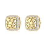 “Ladies Nugget Halo Fashion Earrings 0.25Ct Round Diamond 10K Yellow Gold – Fashionable Women’S Jewelry Gift - Image 3