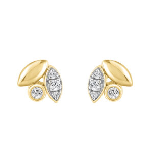 Elegance Ladies Round Diamond Cluster Fashion Earrings In 10K Yellow Gold – Marquise Design