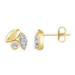 Elegance Ladies Round Diamond Cluster Fashion Earrings In 10K Yellow Gold – Marquise Design - Image 2