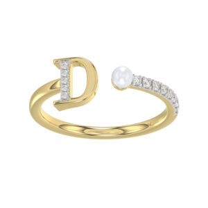 LADIES RING 0.10CT ROUND/PEARL DIAMOND 10K YELLOW GOLD
