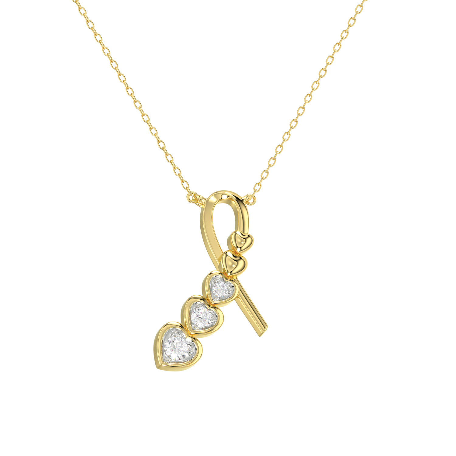361456Y.jpg 10K YELLOW GOLD 0.10CT ROUND LADIES FASHION PENDANT WITH CHAIN - Image 1