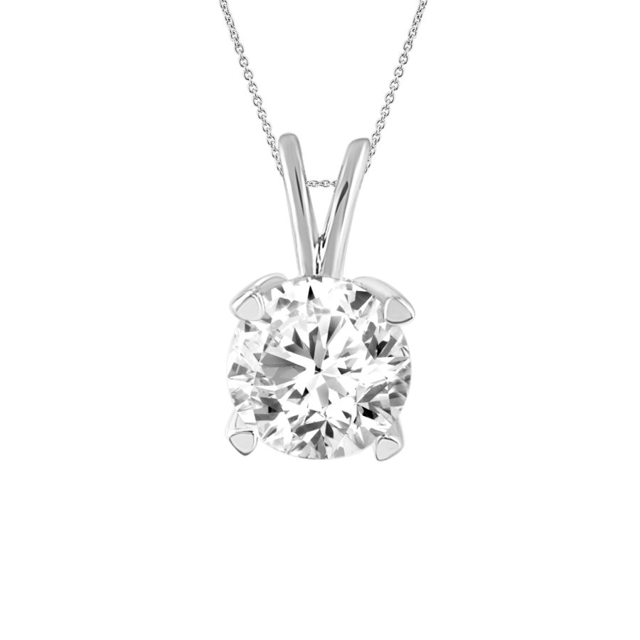65052W.jpg LADIES SOLITAIRE PENDANT WITH CHAIN 0.50CT ROUND DIAMOND 14K WHITE GOLD - Image 1