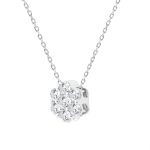 LADIES PENDANT WITH CHAIN 0.50CT ROUND DIAMOND 14K WHITE GOLD - Image 2