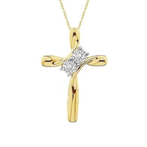 LADIES PENDANT WITH CHAIN 0.10CT ROUND DIAMOND 10K YELLOW GOLD