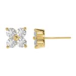 14K YELLOW GOLD 1CT ROUND DIAMOND LADIES EARRINGS - Image 2