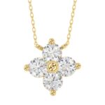 14K YELLOW GOLD 1CT ROUND DIAMOND LADIES PENDANT WITH CHAIN
