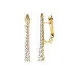 14K YELLOW GOLD 1/2CT ROUND DIAMOND LADIES HOOPS EARRINGS - Image 2