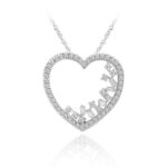 14K WHITE GOLD 1/2CT ROUND/BAGUETTE DIAMOND LADIES PENDANT WITH CHAIN