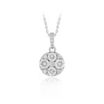 14K WHITE GOLD 1CT ROUND DIAMOND LADIES PENDANT WITH CHAIN