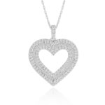 14K WHITE GOLD 7/8CT ROUND/BAGUETTE DIAMOND LADIES PENDANT WITH CHAIN