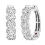 14K WHITE GOLD 1 7/8CT ROUND DIAMOND LADIES HOOPS EARRINGS - Image 2