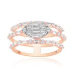 14K ROSE GOLD 1CT ROUND/BAGUETTE DIAMOND LADIES FASHION RING
