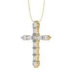 14K YELLOW GOLD 1 1/6CT ROUND/BAGUETTE DIAMOND LADIES PENDANT WITH CHAIN - Image 3