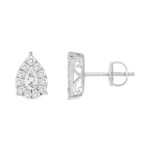 14K WHITE GOLD 3/4CT ROUND/PEAR DIAMOND LADIES EARRINGS