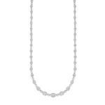 14K WHITE GOLD 3 1/2CT ROUND/BAGUETTE DIAMOND LADIES NECKLACE