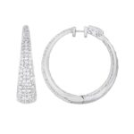 14K WHITE GOLD 4 1/2CT ROUND DIAMOND LADIES HOOPS EARRINGS