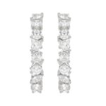 14K WHITE GOLD 2CT ROUND/MARQUISE DIAMOND LADIES HOOP EARRINGS
