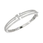 14K WHITE GOLD 3 1/3CT ROUND/OVAL DIAMOND LADIES BANGLE
