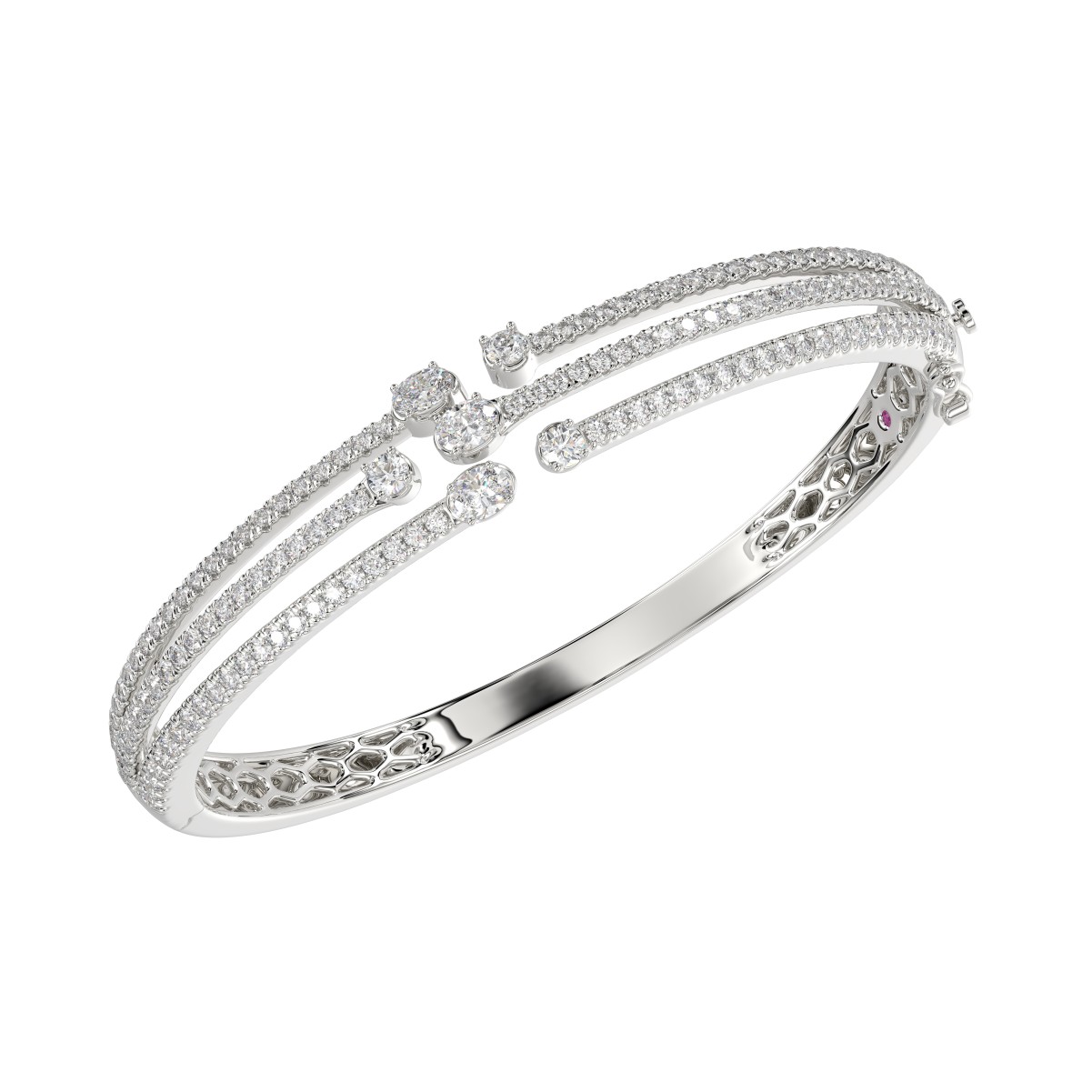 VA13314W-1201x1201.jpg 14K WHITE GOLD 3 1/3CT ROUND/OVAL DIAMOND LADIES BANGLE - Image 1