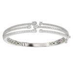 14K WHITE GOLD 3 1/3CT ROUND/OVAL DIAMOND LADIES BANGLE - Image 3