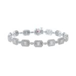 14K WHITE GOLD 3CT ROUND/BAGUETTE DIAMOND LADIES BRACELET
