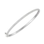 14K WHITE GOLD 1CT ROUND DIAMOND LADIES BANGLE