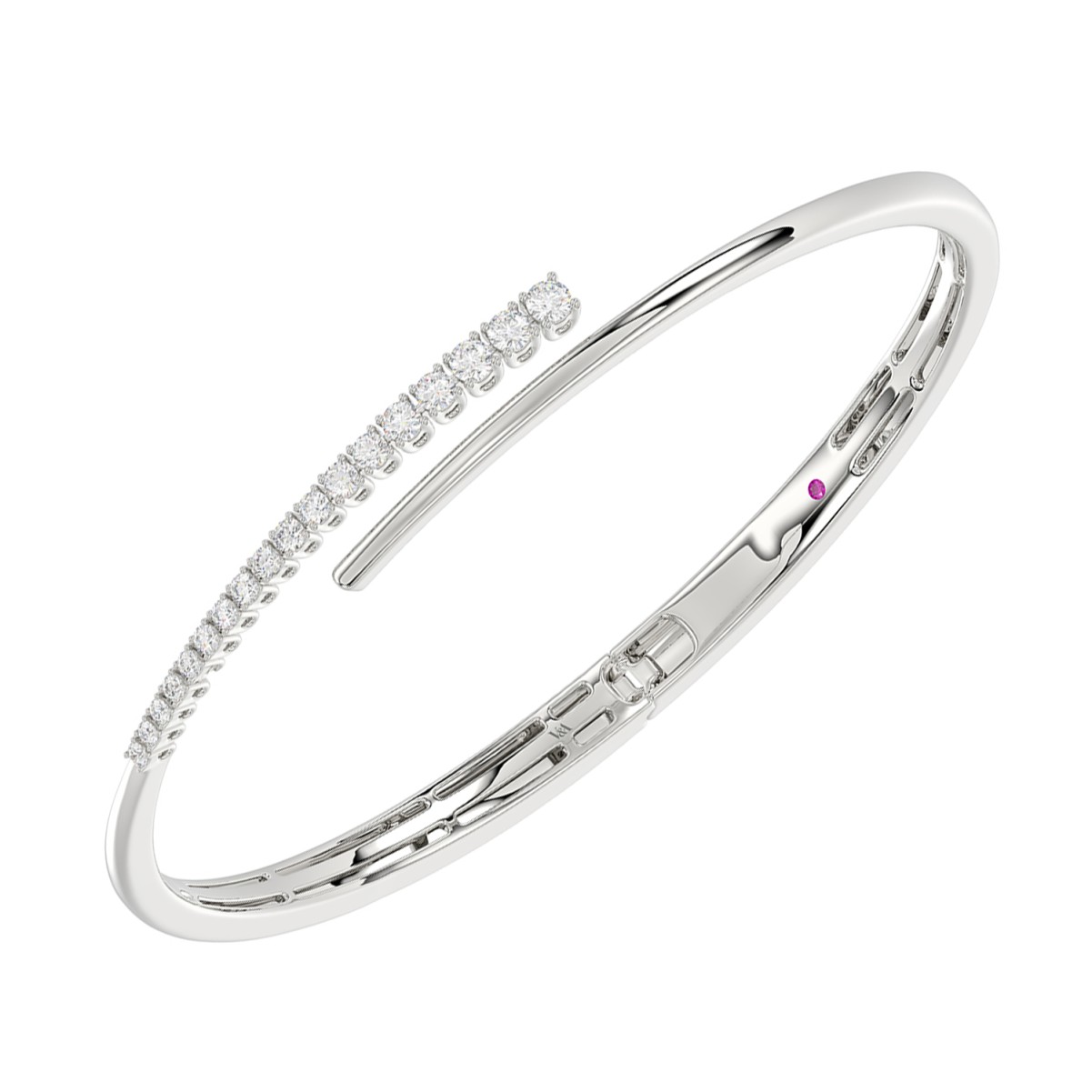 VA15068W-1201x1201.jpg 14K WHITE GOLD 1/2CT ROUND DIAMOND LADIES BANGLE - Image 1