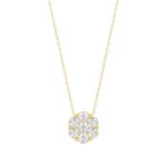 14K YELLOW GOLD 1/2CT ROUND DIAMOND LADIES FLOWER PENDANT WITH CHAIN - Image 2