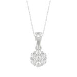 14K WHITE GOLD 3/4CT ROUND DIAMOND LADIES FLOWER PENDANT - Image 2