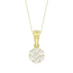 14K YELLOW GOLD 3/4CT ROUND DIAMOND LADIES FLOWER PENDANT - Image 2