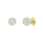 14K YELLOW GOLD 1/3CT ROUND DIAMOND LADIES EARRINGS - Image 3