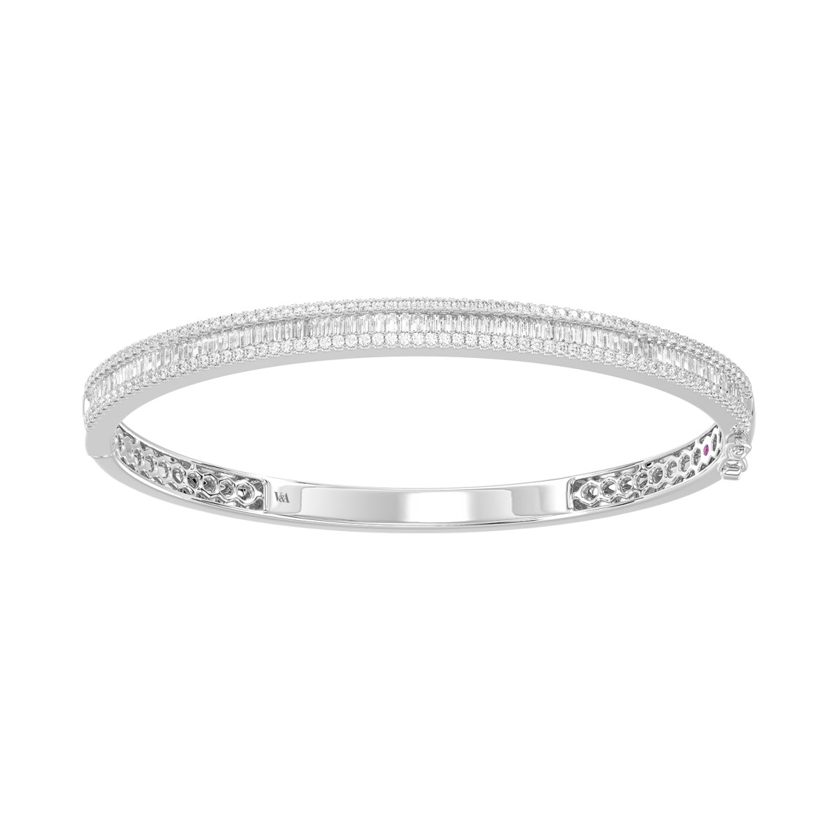 VA16512W-1201x1201.jpg 14K WHITE GOLD 2CT ROUND/BAGUETTE DIAMOND LADIES BANGLE - Image 1