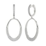 14K WHITE GOLD 1CT ROUND DIAMOND LADIES HOOPS EARRINGS - Image 3