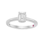 18K WHITE GOLD 3/4CT ROUND/EMERALD DIAMOND LADIES RING(CENTER STONE EMERALD DIAMOND 5/8CT)